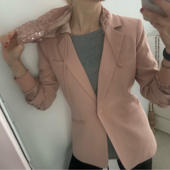 Cinq A Sept Pink Khloe Hooded Sequined Jacket Blazer NWT sz4 - Picture 11 of 12